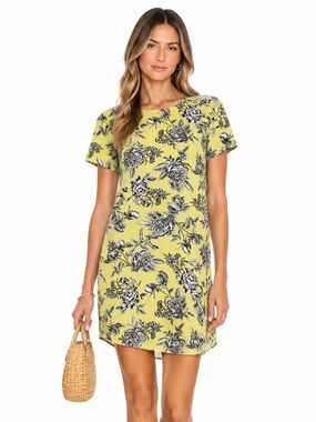 WAYF Yellow Floral Sheath Dress - Women's Short Sleeve Size Medium